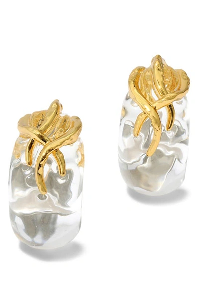 Shop Alexis Bittar Liquid Vine Lucite® Small Hoop Earrings In Gold