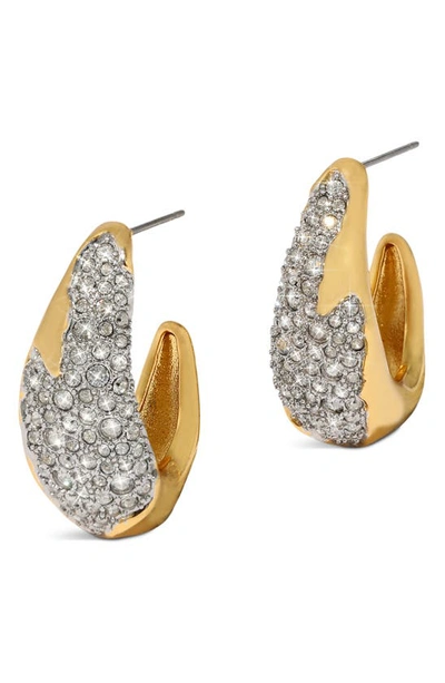 Shop Alexis Bittar Solanales Pavé Crystal Chunky Hoop Earrings In Gold Crystals