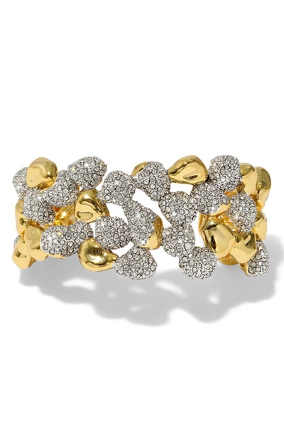 Shop Alexis Bittar Solanales Wide Crystal Pavé Cuff In Gold Crystals