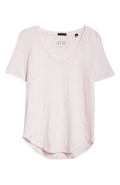 Shop Atm Anthony Thomas Melillo V-neck Slub Cotton T-shirt In Faded Rose