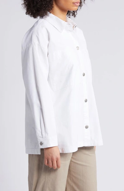 Shop Eileen Fisher Boxy Stretch Organic Cotton & Hemp Shirt Jacket In White