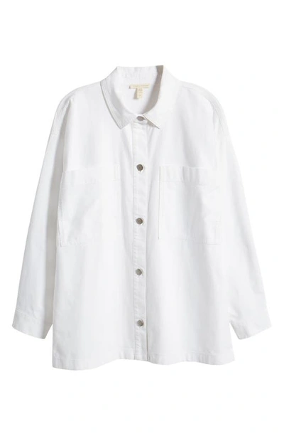 Shop Eileen Fisher Boxy Stretch Organic Cotton & Hemp Shirt Jacket In White