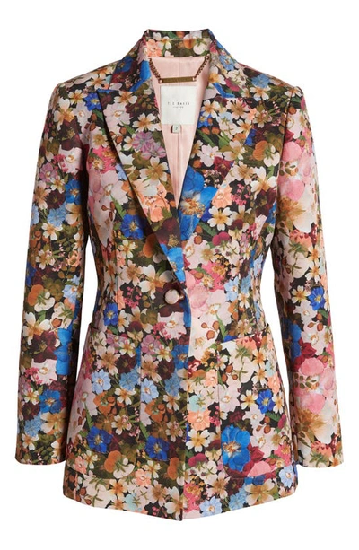 Shop Ted Baker Madonia Floral Blazer In Black/ Brown Multi