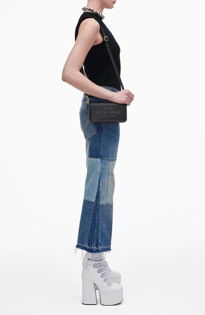 Marc Jacobs Mini Black Crossbody Bag With Engraved Logo In Black