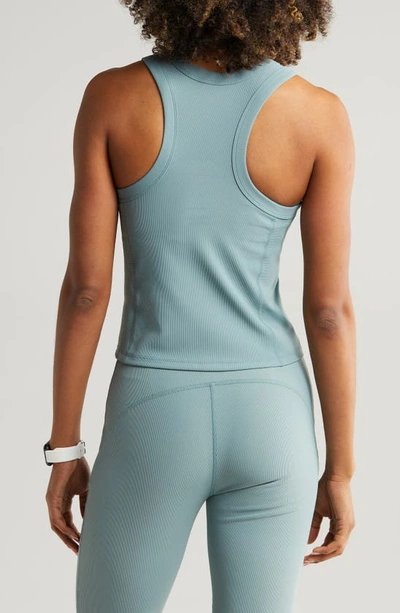 Shop Zella Luxe Rib Racerback Support Tank In Blue/grey Thunder