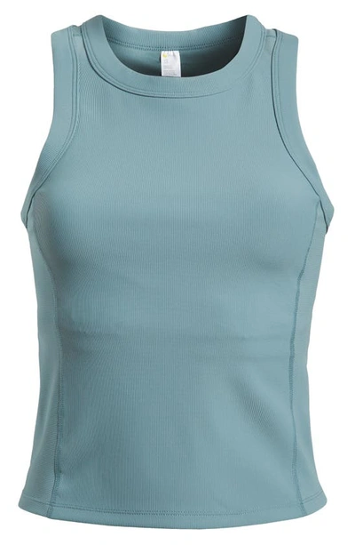 Shop Zella Luxe Rib Racerback Support Tank In Blue/grey Thunder