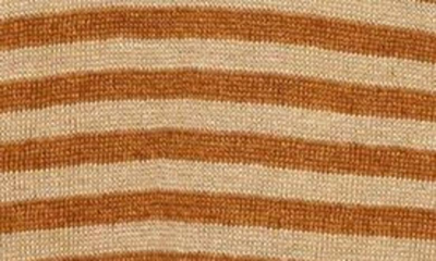 Shop Yanyan Campus Stripe Embroidered Linen Knit Top In Sand/ Bark