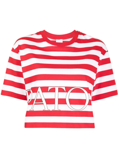 Shop Patou Breton Stripe Cropped T In Red