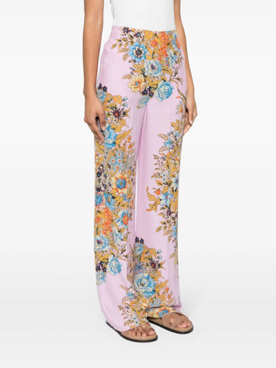 Shop Etro Printed Trouser In Pink & Purple