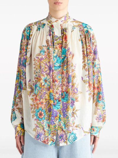 Shop Etro Oversized Shirt In Multicolour