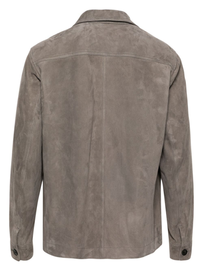 Shop Tom Ford Leather Outwear Shirt In Grey