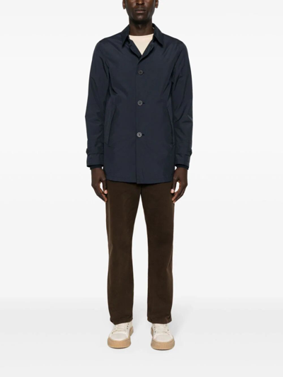 Herno Buttoned Lightweight Jacket In Blue