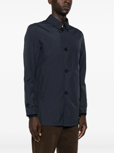 Herno Buttoned Lightweight Jacket In Blue