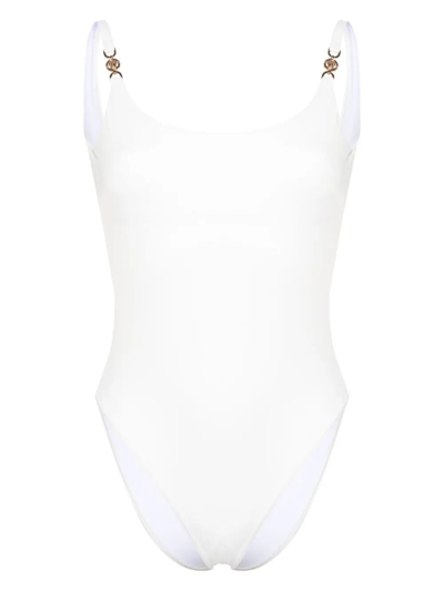 Shop Versace Swim One-piece Lycra Vita Recycled Greek Chain In White