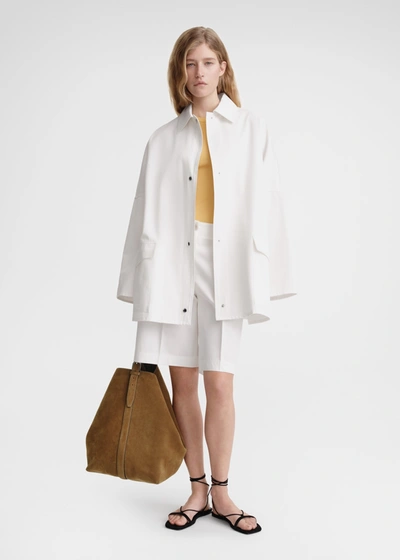 Shop Totême Cotton Twill Overshirt Jacket White