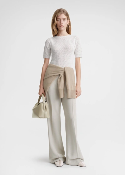 Shop Totême Short-sleeve Crochet Top Off-white In Off White