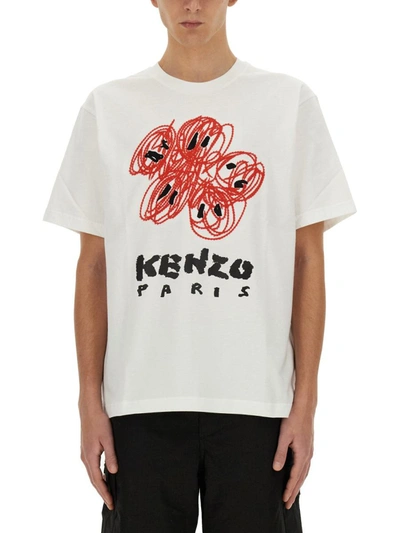Shop Kenzo " Drawn Varsity" T-shirt In White