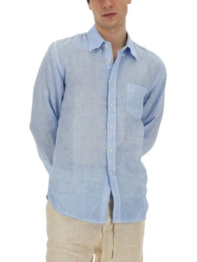 Shop 120% Lino Regular Fit Shirt In Baby Blue
