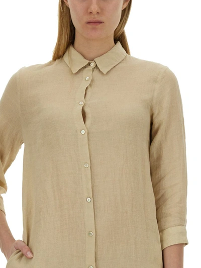 Shop 120% Lino Shirt Dress In Beige