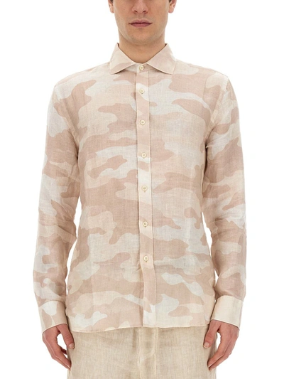 Shop 120% Lino Slim Fit Shirt In Ivory