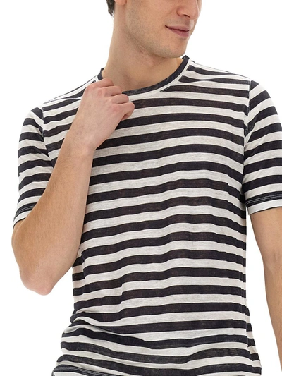 Shop 120% Lino Striped T-shirt In Multicolour