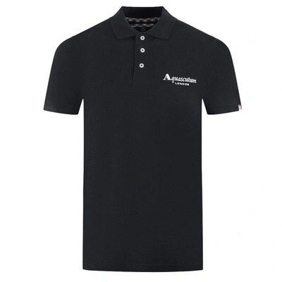Shop Aquascutum Black Cotton Polo Shirt
