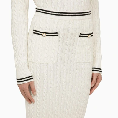 Shop Alessandra Rich Plaited Midi Skirt In White