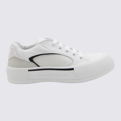 Shop Alexander Mcqueen White Leather Plimsoll Sneakers