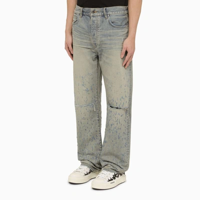 Shop Amiri Antique Indigo Jeans With Rips In Blue
