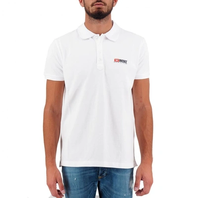 Shop Diesel White Cotton Polo Shirt