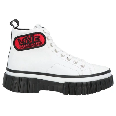 Shop Love Moschino White Leather Sneaker