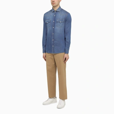 Shop Brunello Cucinelli French Denim Shirt In Blue