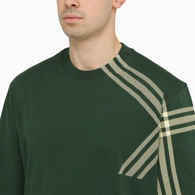 Shop Burberry Ivy T-shirt With Check Detail In Green