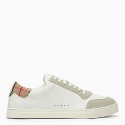 Shop Burberry Trainer With Check Pattern In White