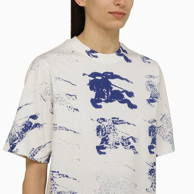 Shop Burberry White/blue T-shirt With Logo