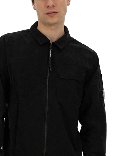Shop C.p. Company Zippered Shirt In Black