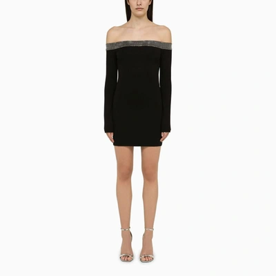 Shop David Koma Mini Dress With Crystals In Black