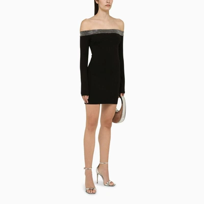 Shop David Koma Mini Dress With Crystals In Black