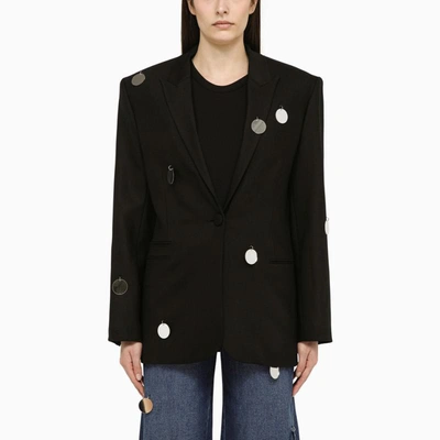 Shop David Koma Single-breasted Jacket With Mirrors In Black
