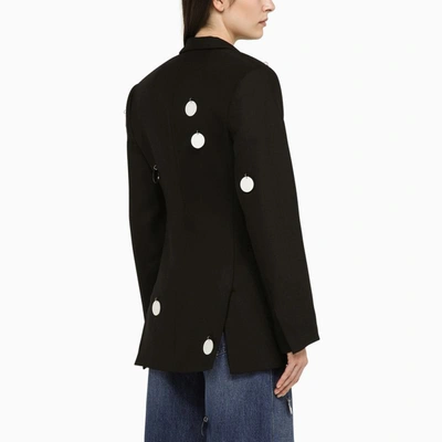 David Koma Single Breasted Jacket With Wool Mirrors In Black
