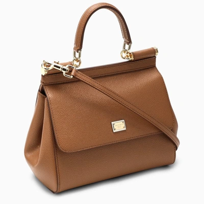 Shop Dolce & Gabbana Dolce&gabbana Beige Sicily Small Handbag In Brown