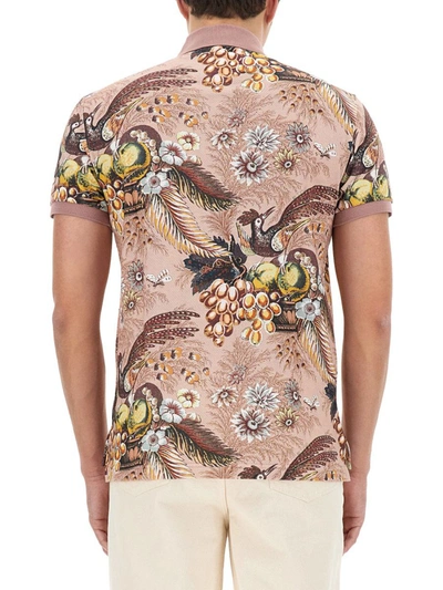 Shop Etro Polo Shirt With Foliage Print In Multicolour