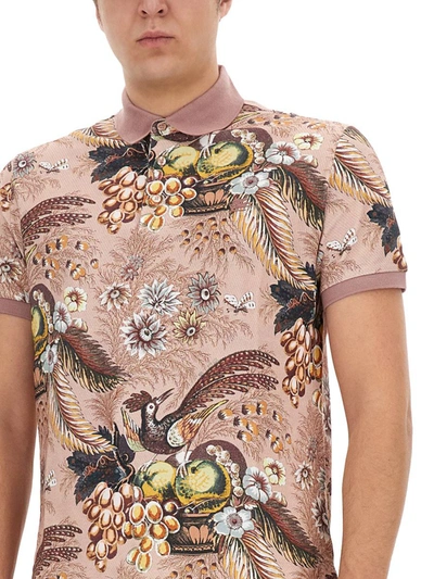 Shop Etro Polo Shirt With Foliage Print In Multicolour
