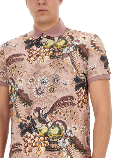Etro Floral-print Cotton Polo Shirt In Multicolour