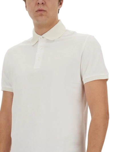 Shop Etro Polo Shirt With Pegasus Motif In White