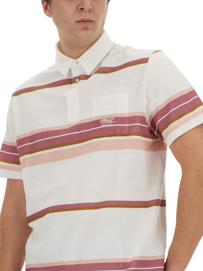 Shop Etro Polo Shirt With Pegasus Embroidery In Ivory