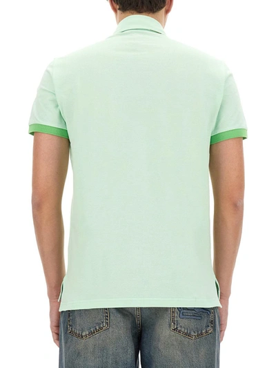 Shop Etro Polo Shirt With Pegasus Logo In Green