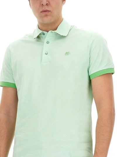 Shop Etro Polo Shirt With Pegasus Logo In Green