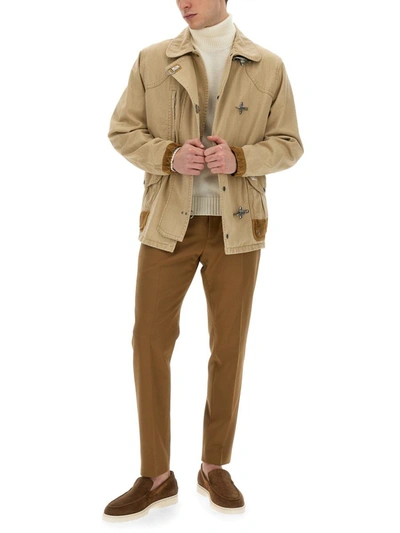 Shop Fay Jacket 4 Hooks In Beige