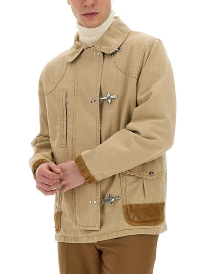 Shop Fay Jacket 4 Hooks In Beige